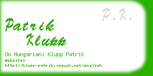 patrik klupp business card